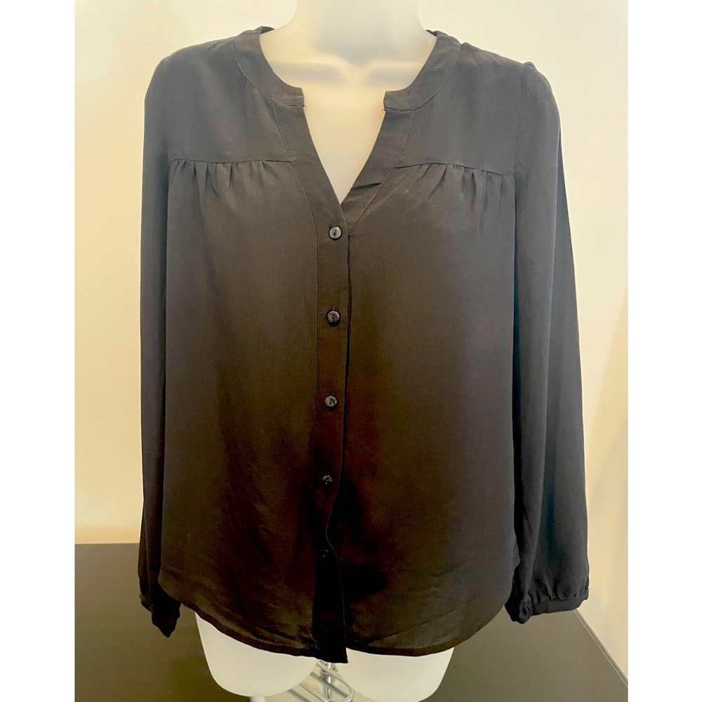 Finley Road Black Button Down Blouse